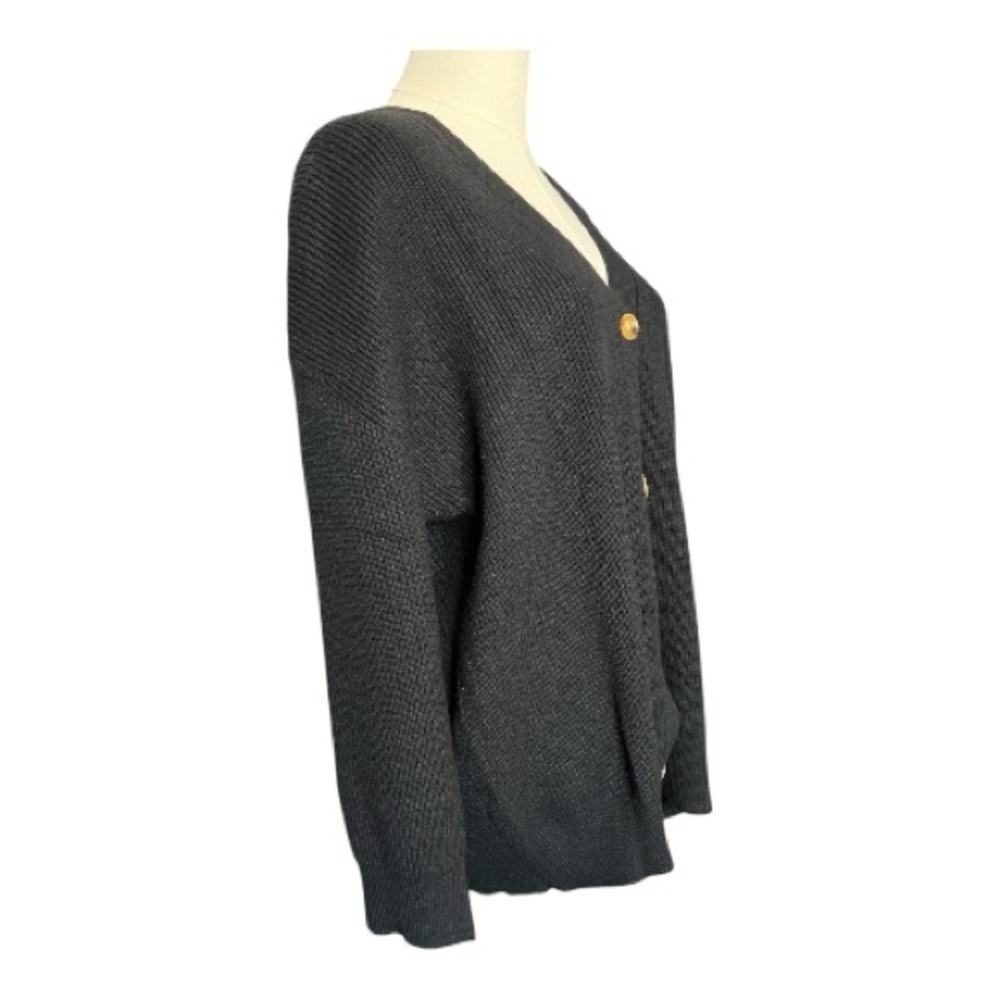 NWOT Lillusory Black Oversized V-Neck Button-Front Cardigan | Sz S - Picture 3 of 6